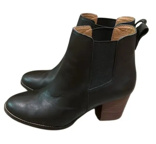 J. Crew Rory Black Leather Heeled Ankle Boots Womens Size 7.5 AR846