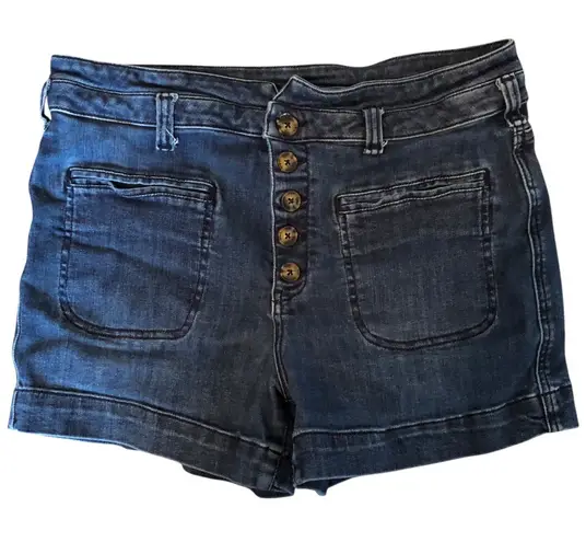 Pilcro by Anthropologie high rise slim dark wash denim shorts size 31 Blue