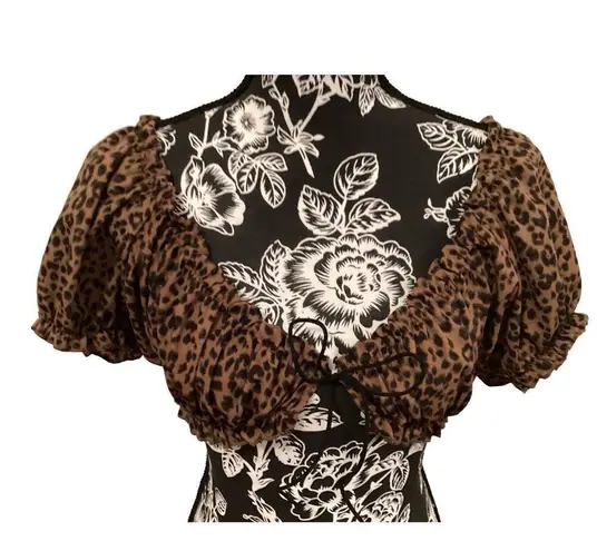 SheIn Ruffle Leopard Print Crop Top Sexy Beach Coastal Low Cut