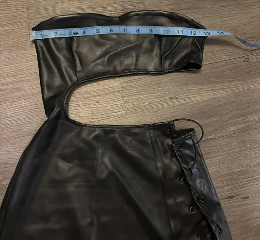 Edikted Black Leather Going Out Mini Dress