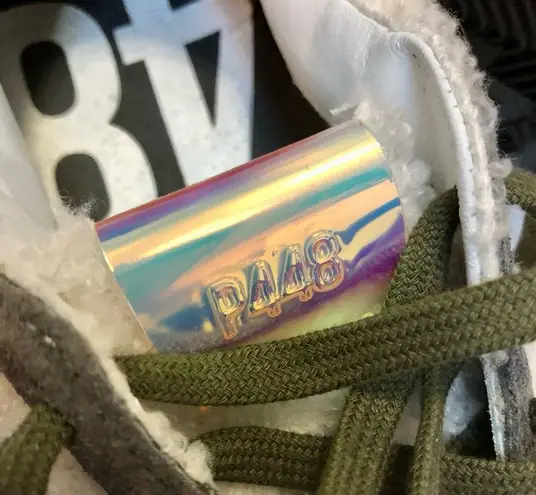 P448 Nordstrom John Wad Sherpa Fashion Sneakers White Green Gray Teddy sz 7.5-8