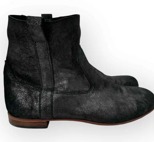 Marciante and Co Leather Booties Back Metallic Glitter Size 40 Black