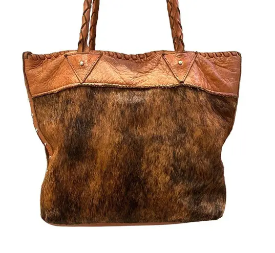 Lindalee Leather and Cow Hair Shoulder Bag/Tote