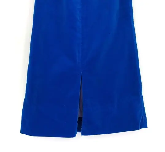 VTG JO DEE Velvet A Line Midi Skirt Royal Cobalt Blue 2