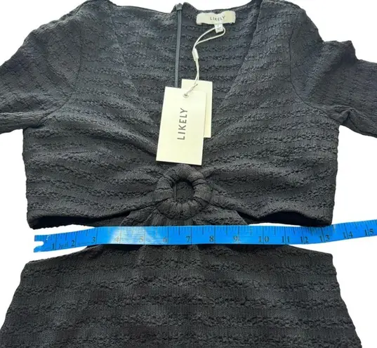 Likely NWT Eila Dress Black Textured Cutout Ring Deep V Midi A-Line Cocktail 6