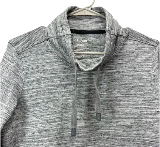 LL Bean Gray Marled Cozy Mixed Knit Pullover Funnelneck Pocket Sweatshirt MEDIUM