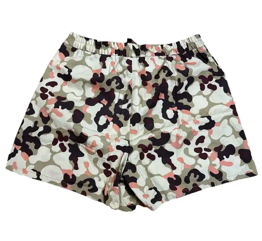 Moncler Women M Shorts Tan Pink Camouflage Cotton High Waist Drawstring IT 44