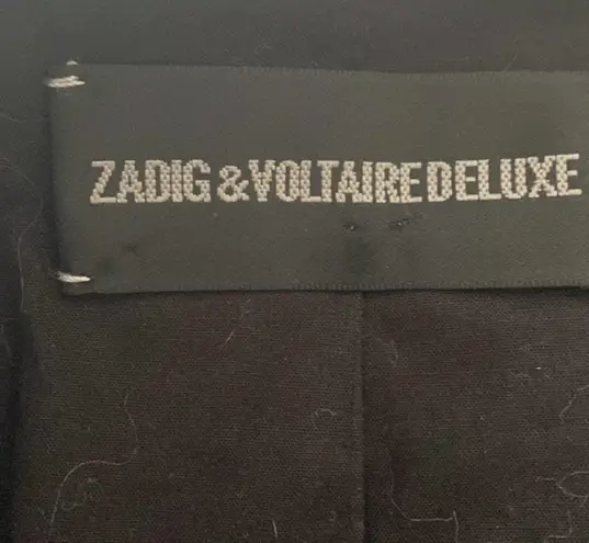 Zadig & Voltaire Maison Deluxe Black Lamb Leather Jacket with Fringes Size Small