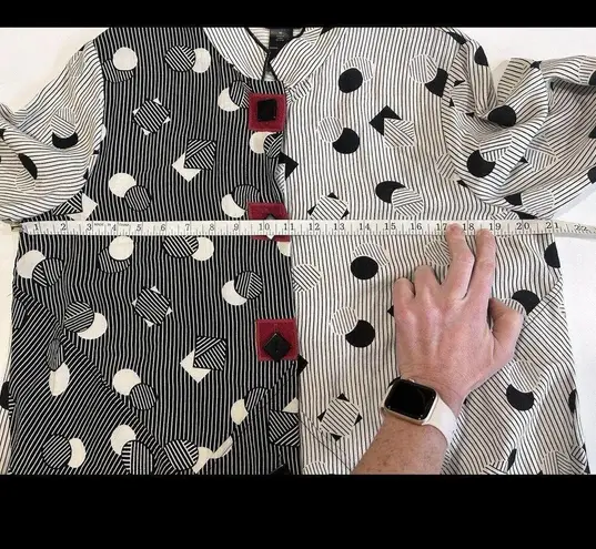 Ali Miles Womens M Tunic Blouse Top Geometric Lagenlook Black Size M