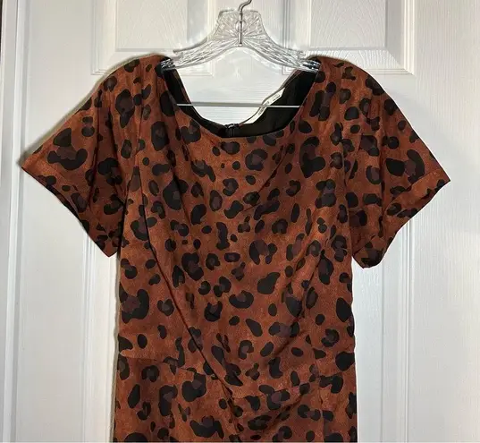 Zapelle Brown/Black Animal Print Short Sleeve Aline Midi Dress size 1X