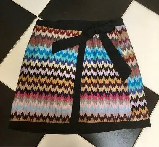 Reclaimed Vintage Wrap Mini Skirt Chevron Pattern Colorful Multicolored Retro 10