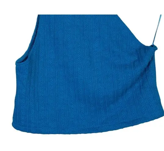 ZARA NWT  Cut Out Cable Knit Sleeveless Stretch Cropped Top Round Neck L Blue