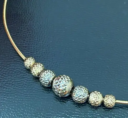 Sterling Silver 925 Gold Vermeil Sliding Ball Charm Pendant Snake Chain Necklace