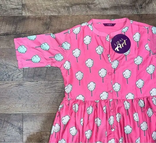 NWT! Cotton Candy Muslin Flare Dress Magic School Bus Dress Mrs. Frizzle Pink Size L