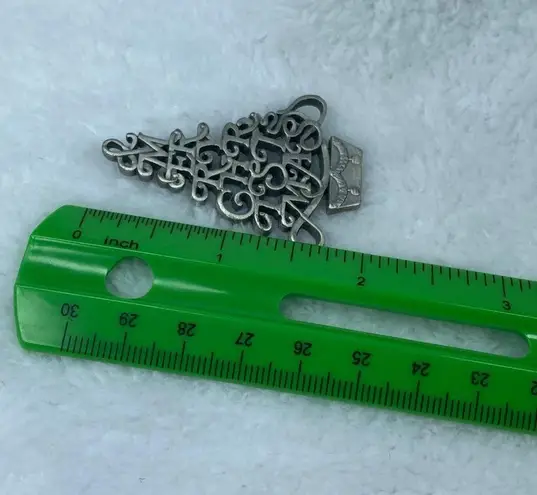 FORT USA Merry Christmas Tree Holiday Jewelry Pin Brooch Silver Color Unisex