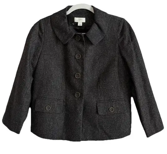 Ann Taylor Loft Women’s Size 4 Blazer Wool Blend Brown Tweed Suit Jacket Lined