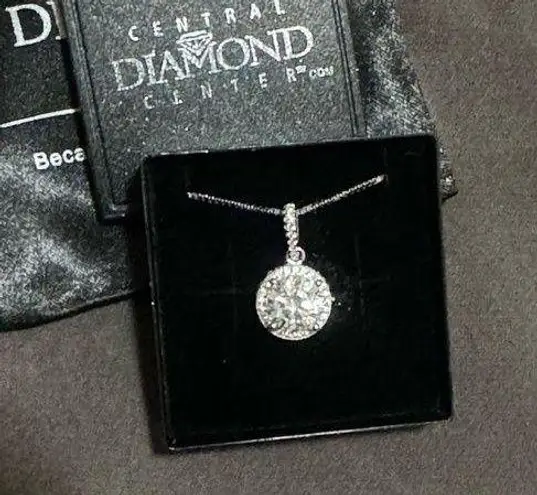 CZ cushion set necklace. Sterling silver. 22inch chain. Never worn Silver