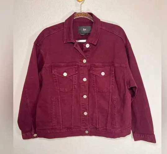 3x1 Oversized Classic Burgundy Denim Jacket Size S