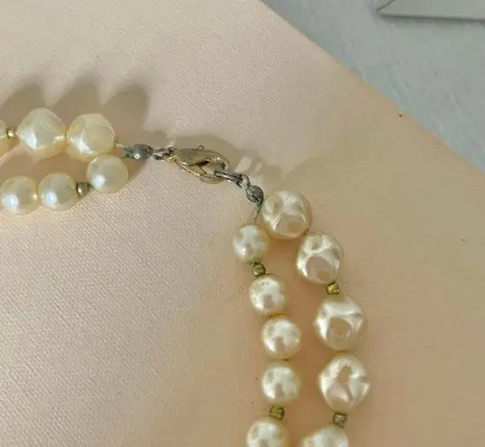 American Vintage Vintage “Tamar” Baroque Pearl Two Strand Necklace 25” Statement Gold Silver