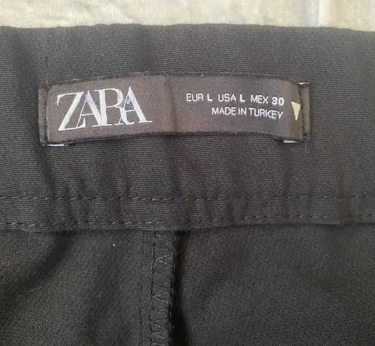 ZARA women L pull on stretchy comfy cropped dress pants black thumbnail 5
