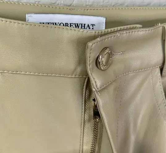 We Wore What Revolve Vegan Leather Kick Flare High Waisted Pants Size 27 In Oat