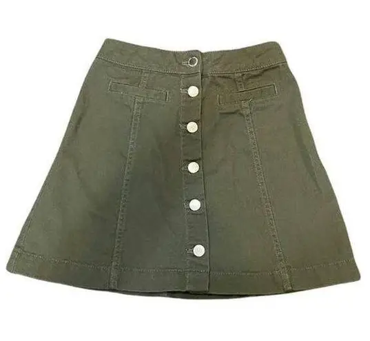 Divided  Green A-line Button Down Mini Skirt Sz 0