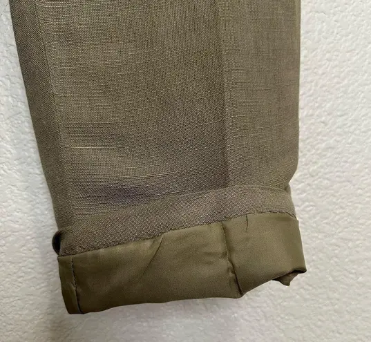 Giorgio Sant Angelo Linen Blend Tan High Waisted Trouser Pants, Sz 6