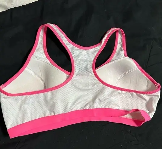 Danskin  neon pink/white sports bra , padding is not removable