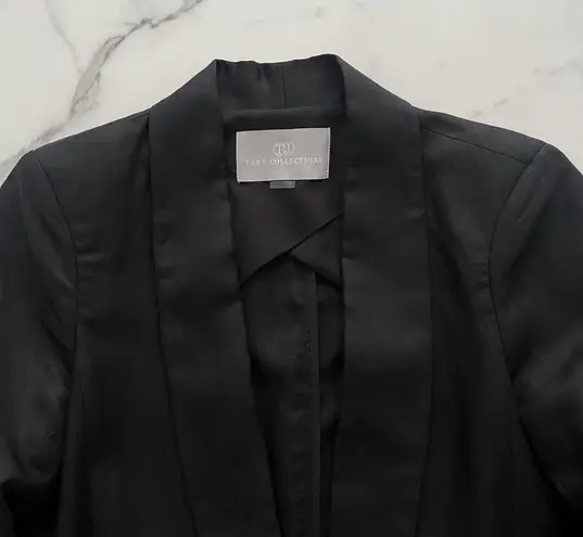 TART Kia Blazer Linen Tencel Ruched Sleeve Black Small Minimalist Casual Chic