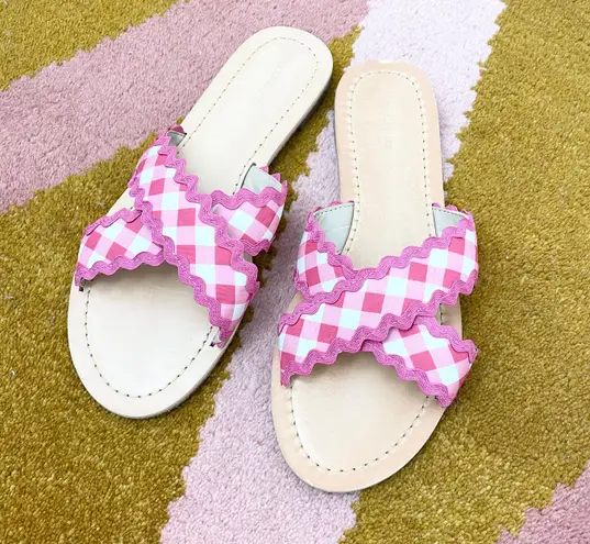 Draper James Piper Sandals Shoes Slides Gingham Criss Cross Picnic Pink