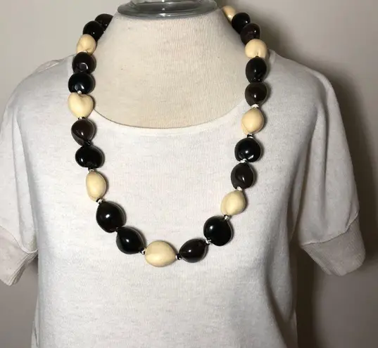 Handmade Original Hawaiian Lei Necklace Tri-Color Kukui Nuts black brown cream tan