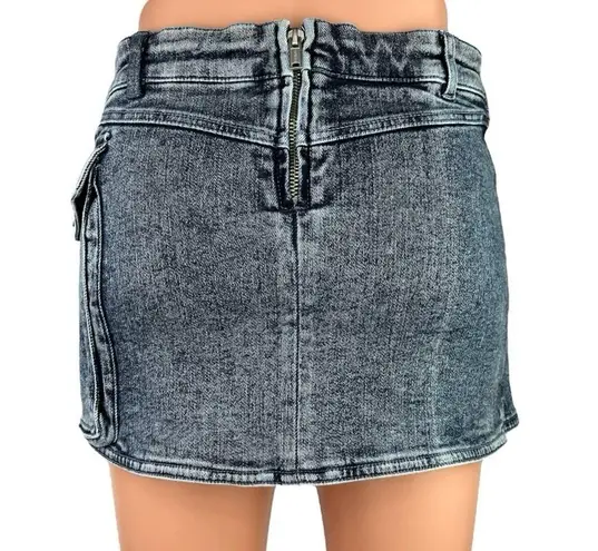 H:ours NEW Revolve Suki Gray Pocket Wrap Denim Cargo Micro Mini Jeans Skirt S