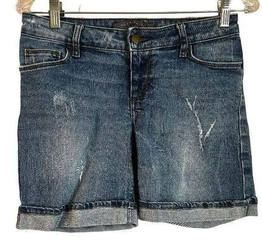 ZARA  Distressed Cuffed Long Line Denim Shorts