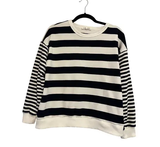 Workshop Republic Clothing Navy & White Striped Crewneck Sweater By Womens L/G C