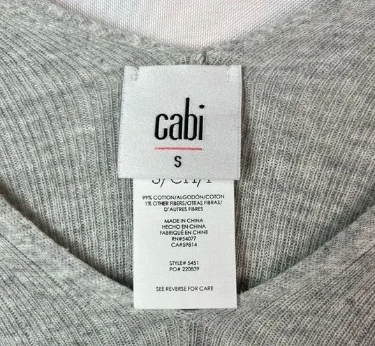 CAbi  Gray Ribbed Watson Dolman Sleeve Pullover Top S #5451