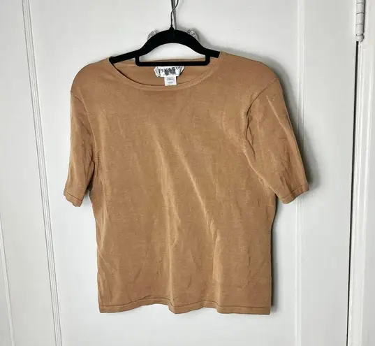 Pendleton Vintage Women's Brown Silk Blend Boxy Short Sleeve Top Size Large