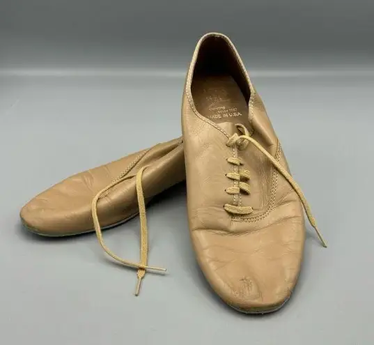 Capezio Tan Lace Up Full Sole Leather Jazz Shoes 8 ½ M Women’s Made in USA Dance Size 8.5