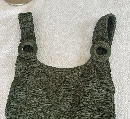 HINZA G Domino One Piece Swimsuit, BRAND NEW, Metallic Khaki, $270 Green Size undefined