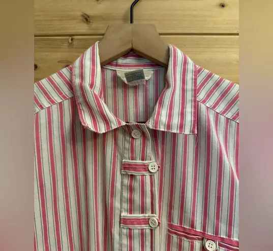 Vintage 60’s Alternating Current Size Medium Pinstripe Collared Romper Pink