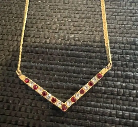 Monet  vintage crystal v necklace‎