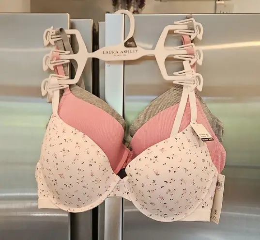 Laura Ashley ππ 3 Pack Super Soft Comfort Push Up Bras ~ Multi-Color 36C NWT