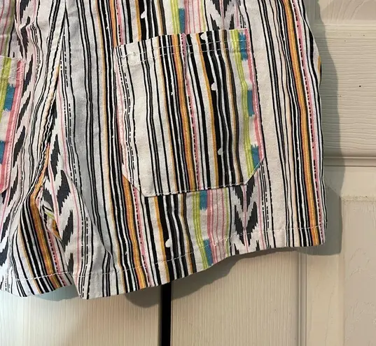 kiss & cry Multicolored Striped Drawstring Waistband Shorts Medium M