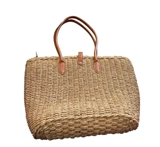 Sun & Sand woven Straw Tote Bag With Faux Leather Handles SKU CS8029/9641442 Brown