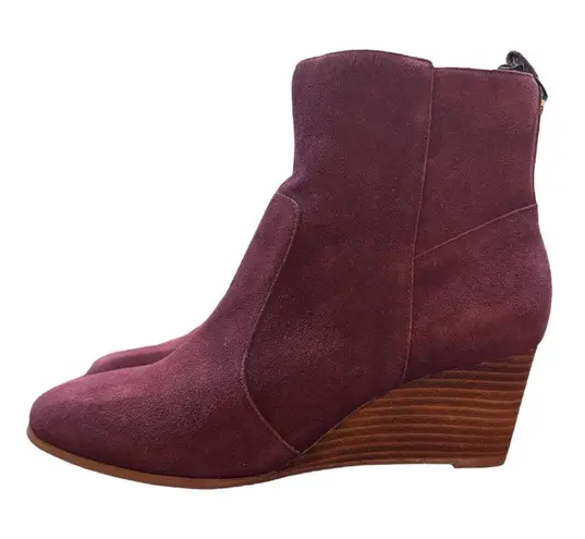Violet & Red Jay Jay suede stacked heel wedge ankle fall booties burgundy Size 10