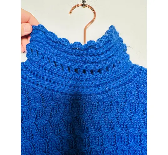 DREYDEN Cobalt Blue Knit 100% Merino Wool High Neck Dyer Sweater Size XS