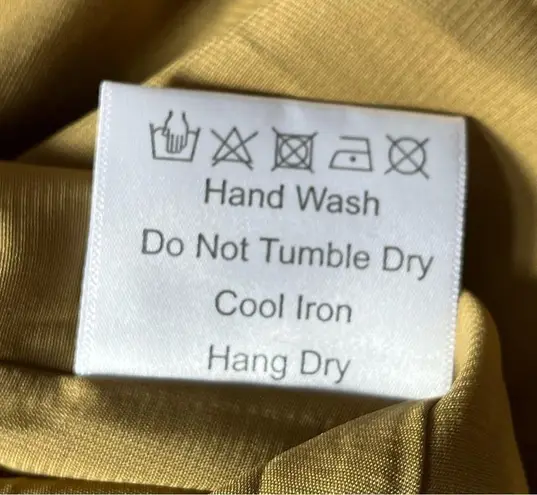 o.p.t Square Neck Smocked Patterned Maxi Dress Brown Gold Cream Size Medium