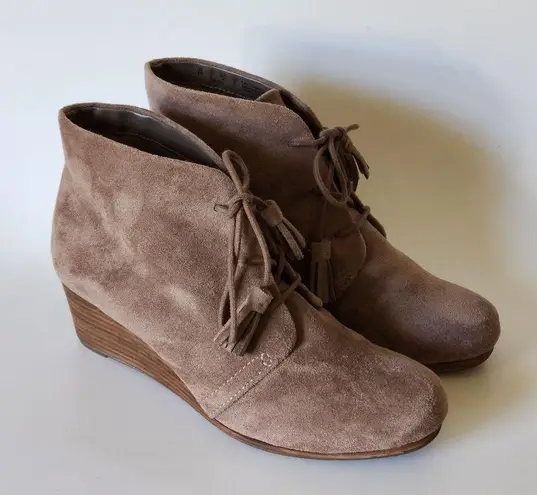 Dr. Scholls Dakota Stucco Suede Lace Up Wedge Booties Size 8