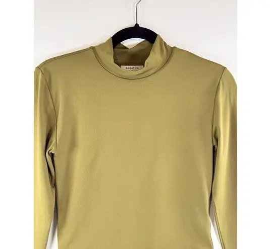 Babaton Aritzia Womens Top Green Cropped Mock Neck Long Sleeve Pullover Medium