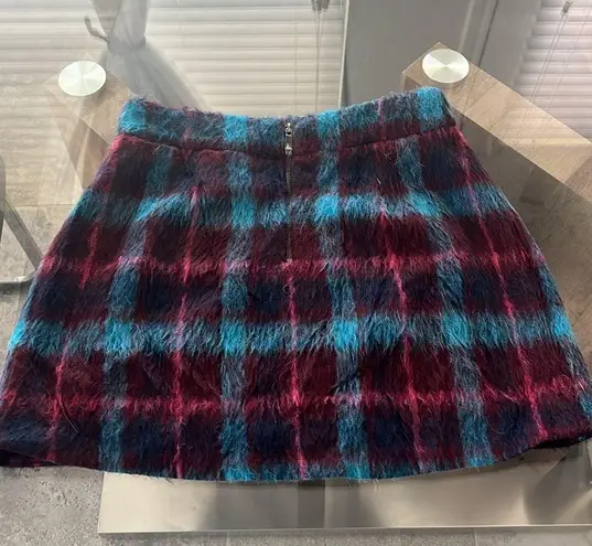 Ramy Brook Cienna Plaid Wool Blend Skirt Sangria/Gemstone Size 10 New w/Tag