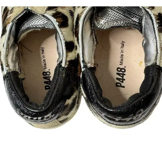 P448 John Cow Genuine Calf Hair Sneakers Leopard You Can Surf Later Shoes Sz 36
